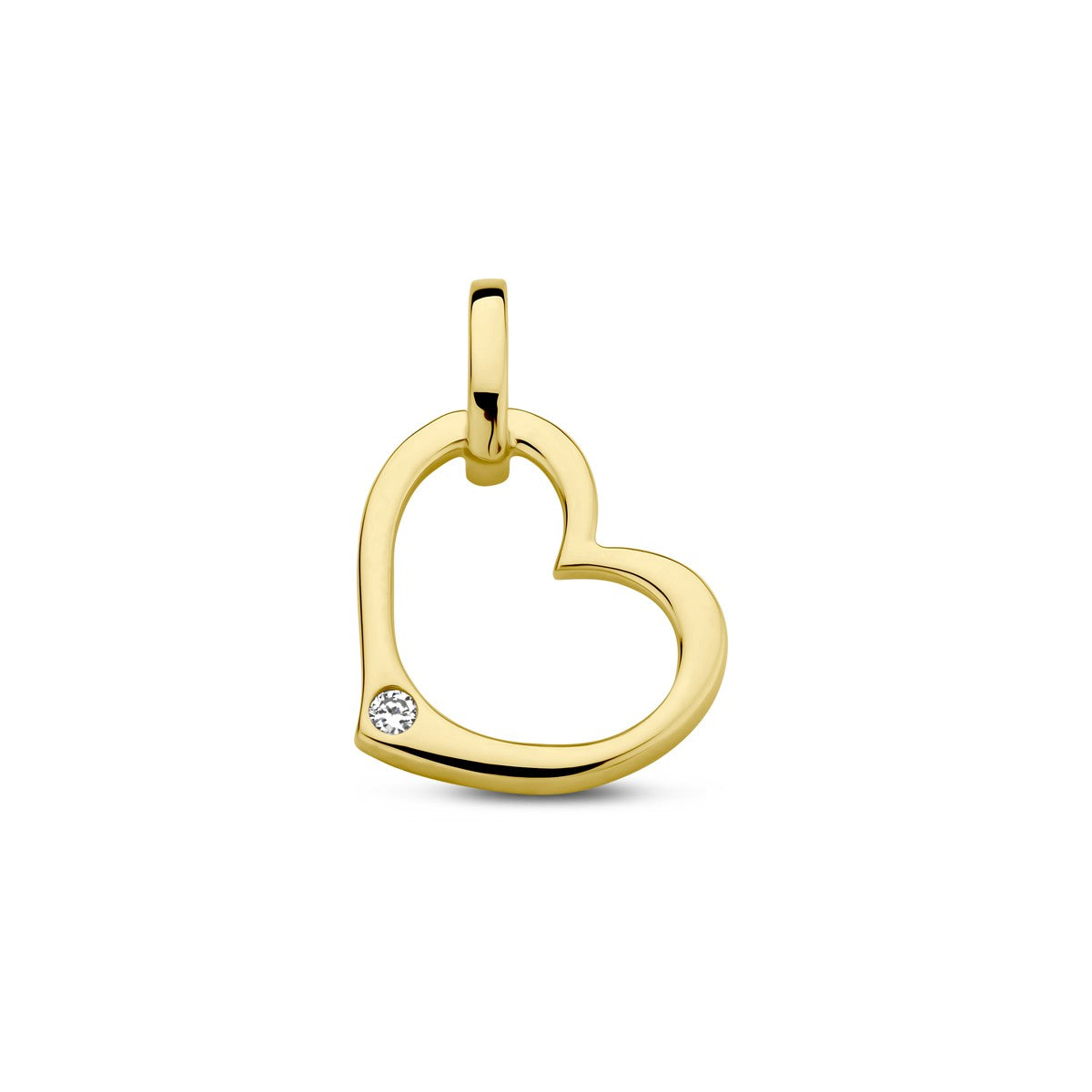 Fantasy Collection Hanger hart en diamant 0.01ct h p1 14K geelgoud