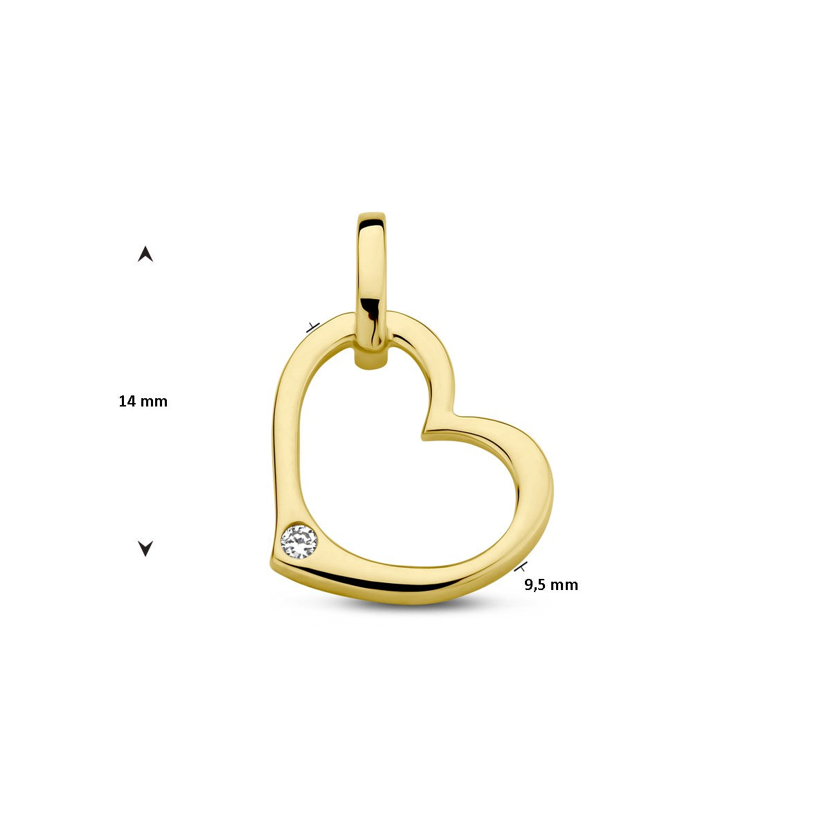 Fantasy Collection Hanger hart en diamant 0.01ct h p1 14K geelgoud