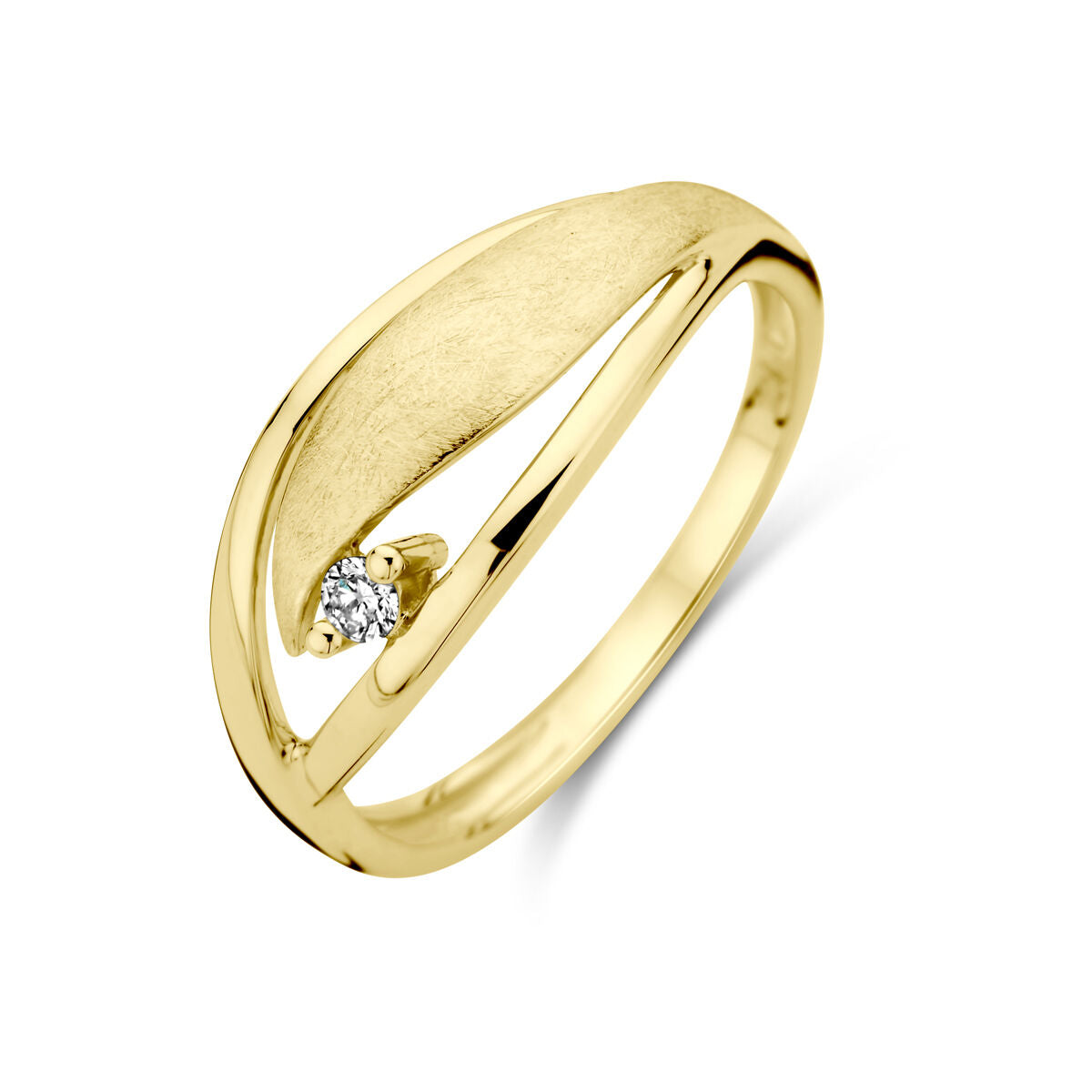 Fantasy Collection Ring poli/mat diamant 0.04ct h si 14K geelgoud