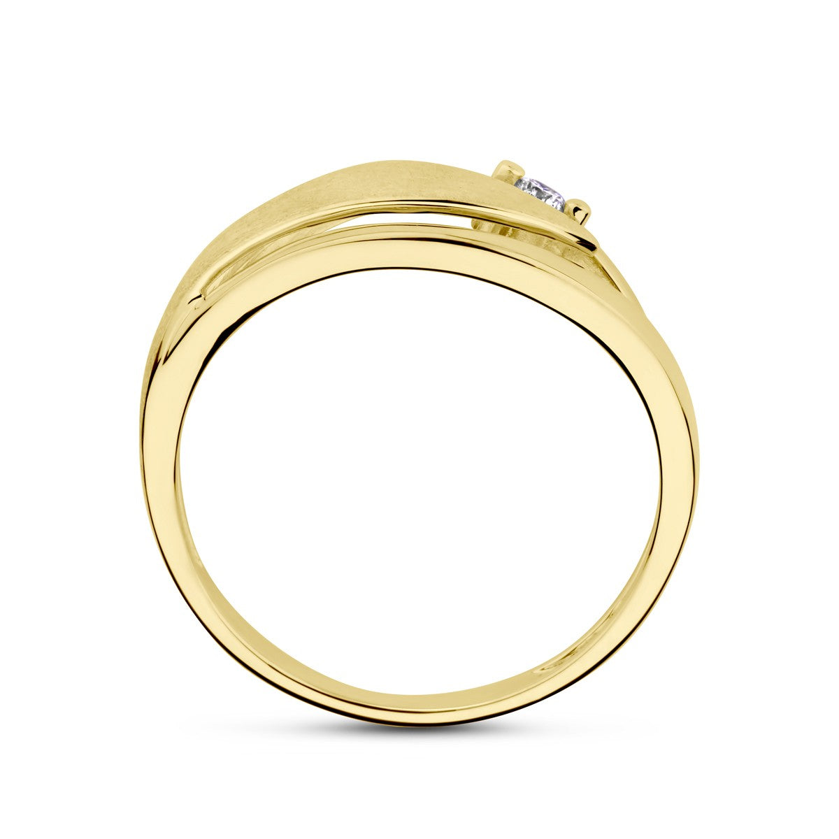 Fantasy Collection Ring poli/mat diamant 0.04ct h si 14K geelgoud