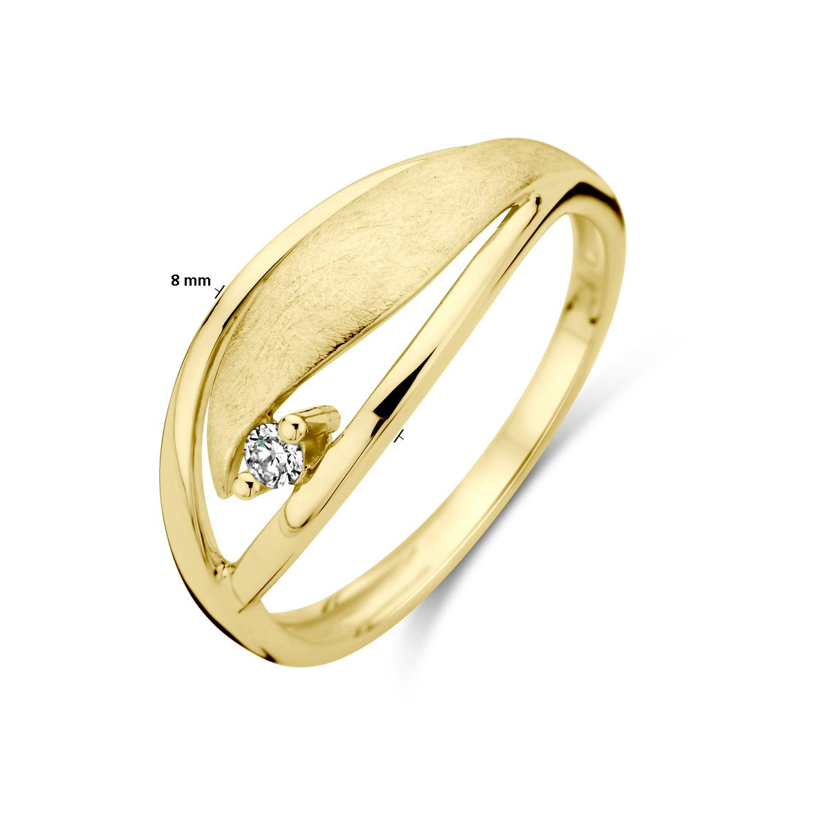 Fantasy Collection Ring poli/mat diamant 0.04ct h si 14K geelgoud