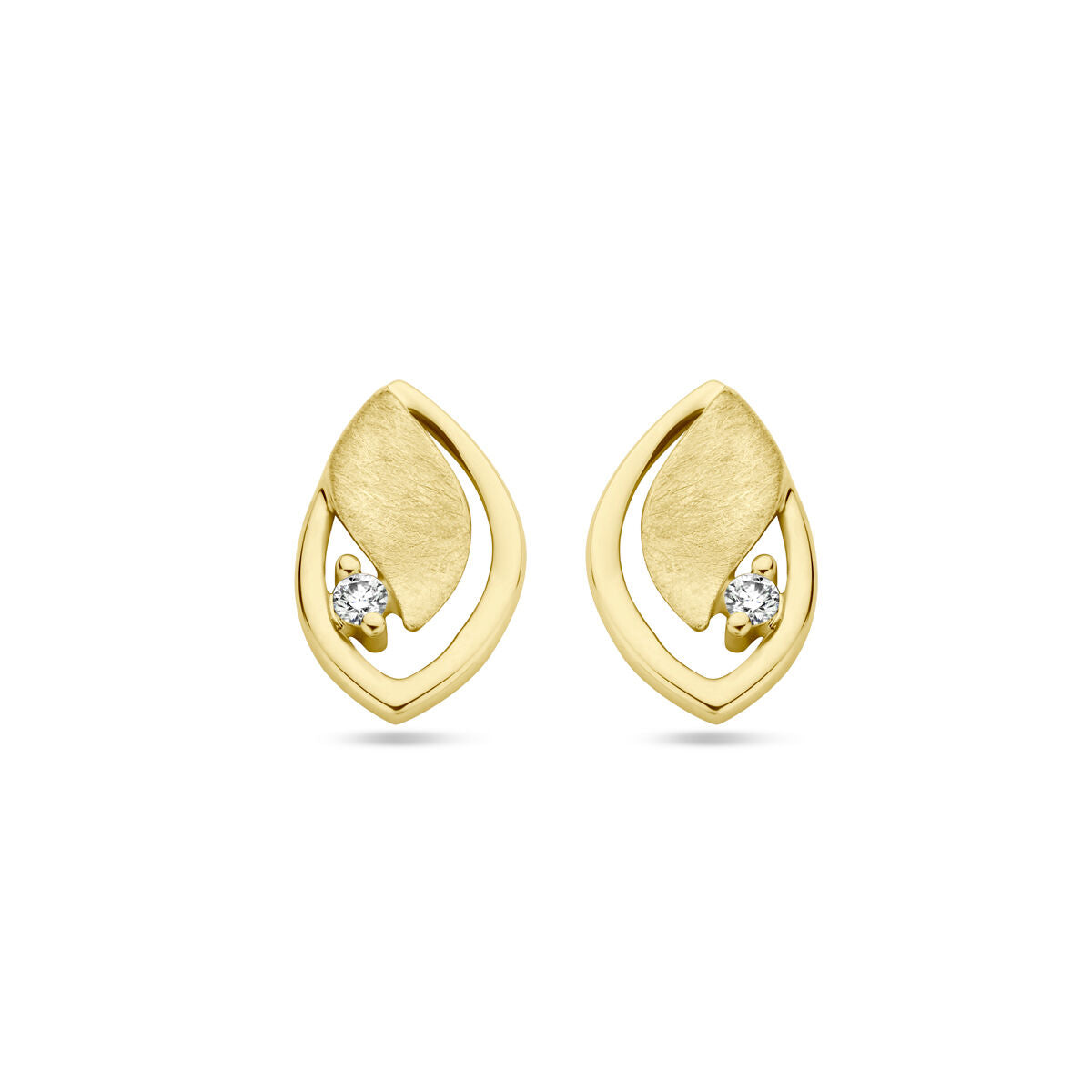 Fantasy Collection Oorbellen poli/mat diamant 0.03ct (2x 0.015ct) h si 14K geelgoud - PSN4028856