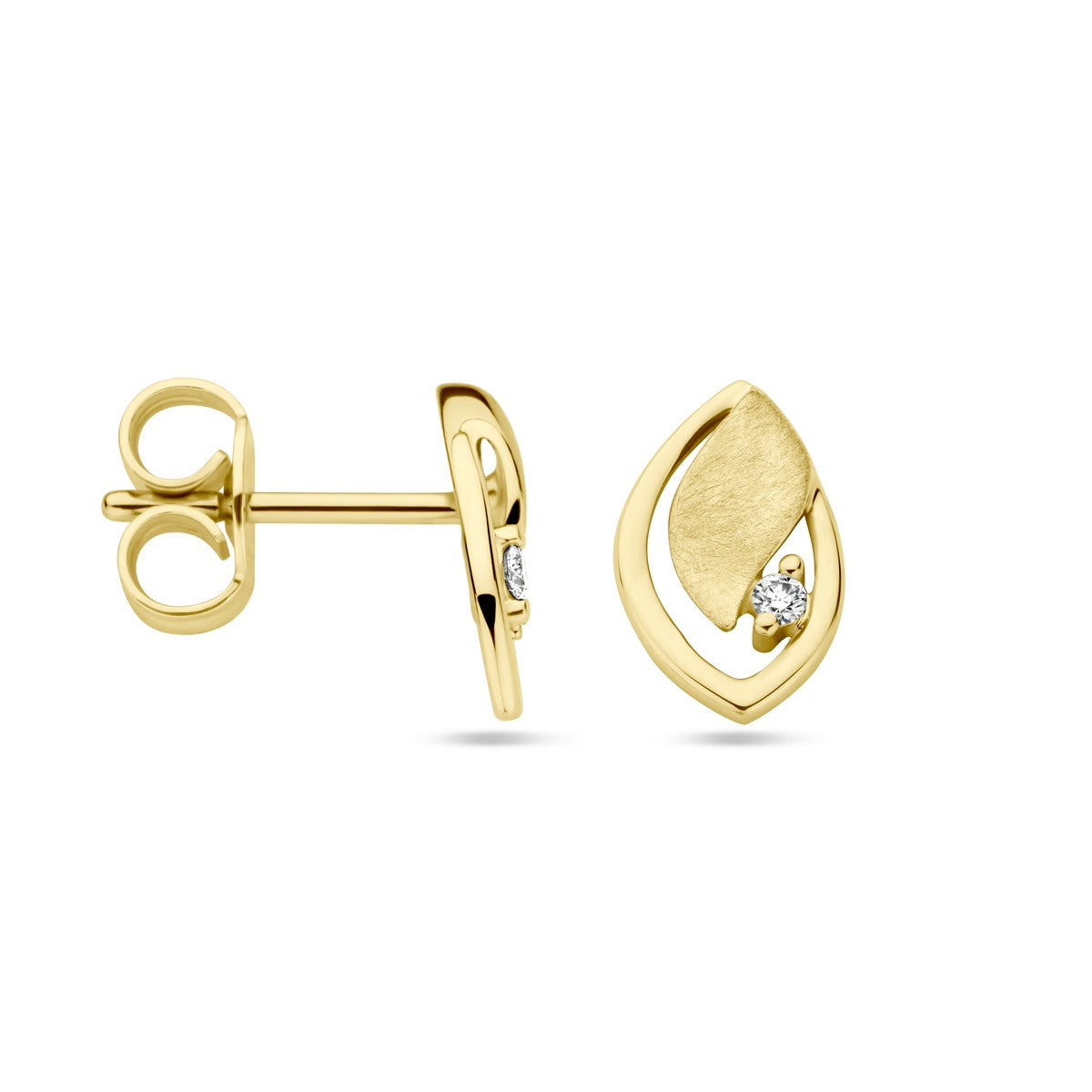 Fantasy Collection Oorbellen poli/mat diamant 0.03ct (2x 0.015ct) h si 14K geelgoud - PSN4028856