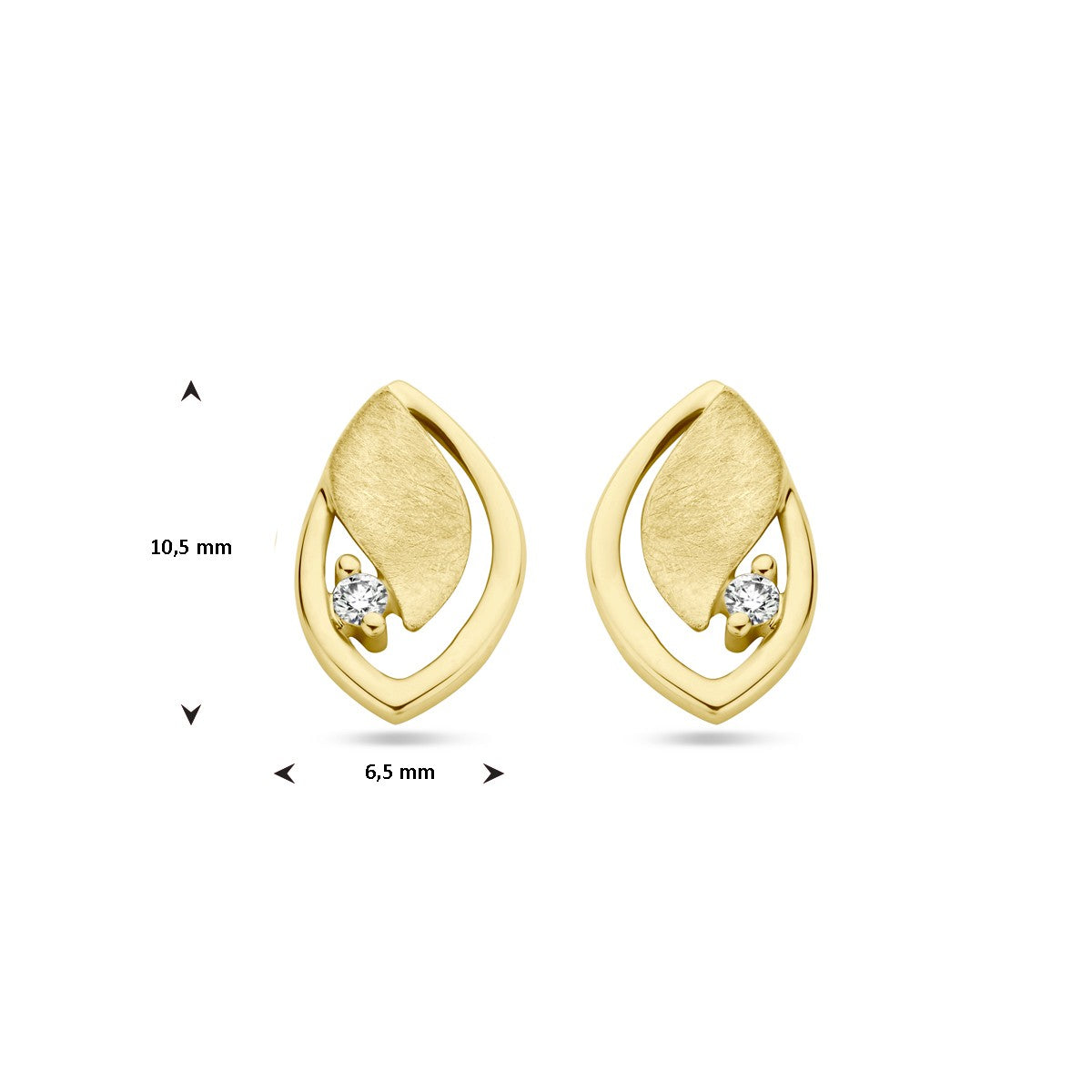 Fantasy Collection Oorbellen poli/mat diamant 0.03ct (2x 0.015ct) h si 14K geelgoud - PSN4028856