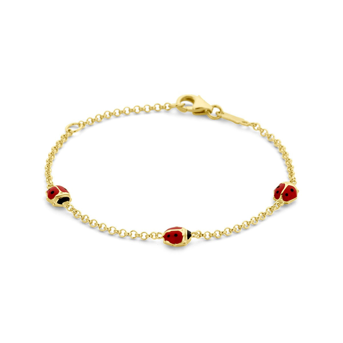 Fantasy Collection Armband emaille lieveheersbeestje 11 - 13 cm 14K geelgoud