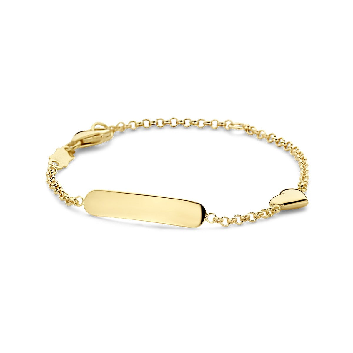 Fantasy Collection Graveerarmband hart plaat 3,5 mm 14K geelgoud