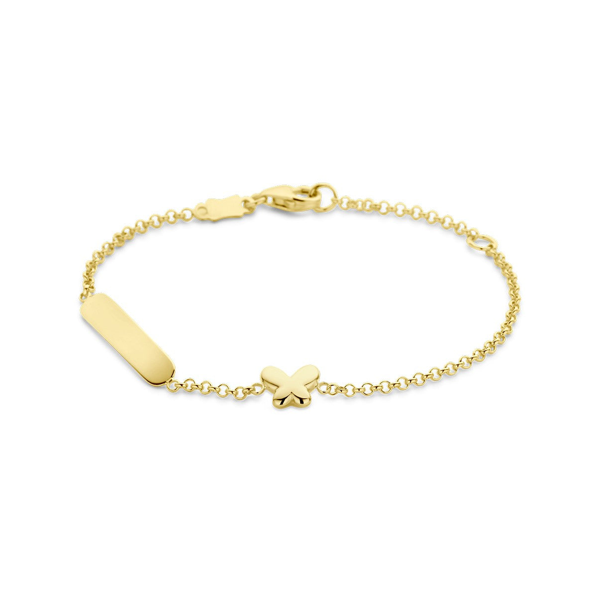 Fantasy Collection Graveerarmband vlinder plaat 3,5 mm 14K geelgoud