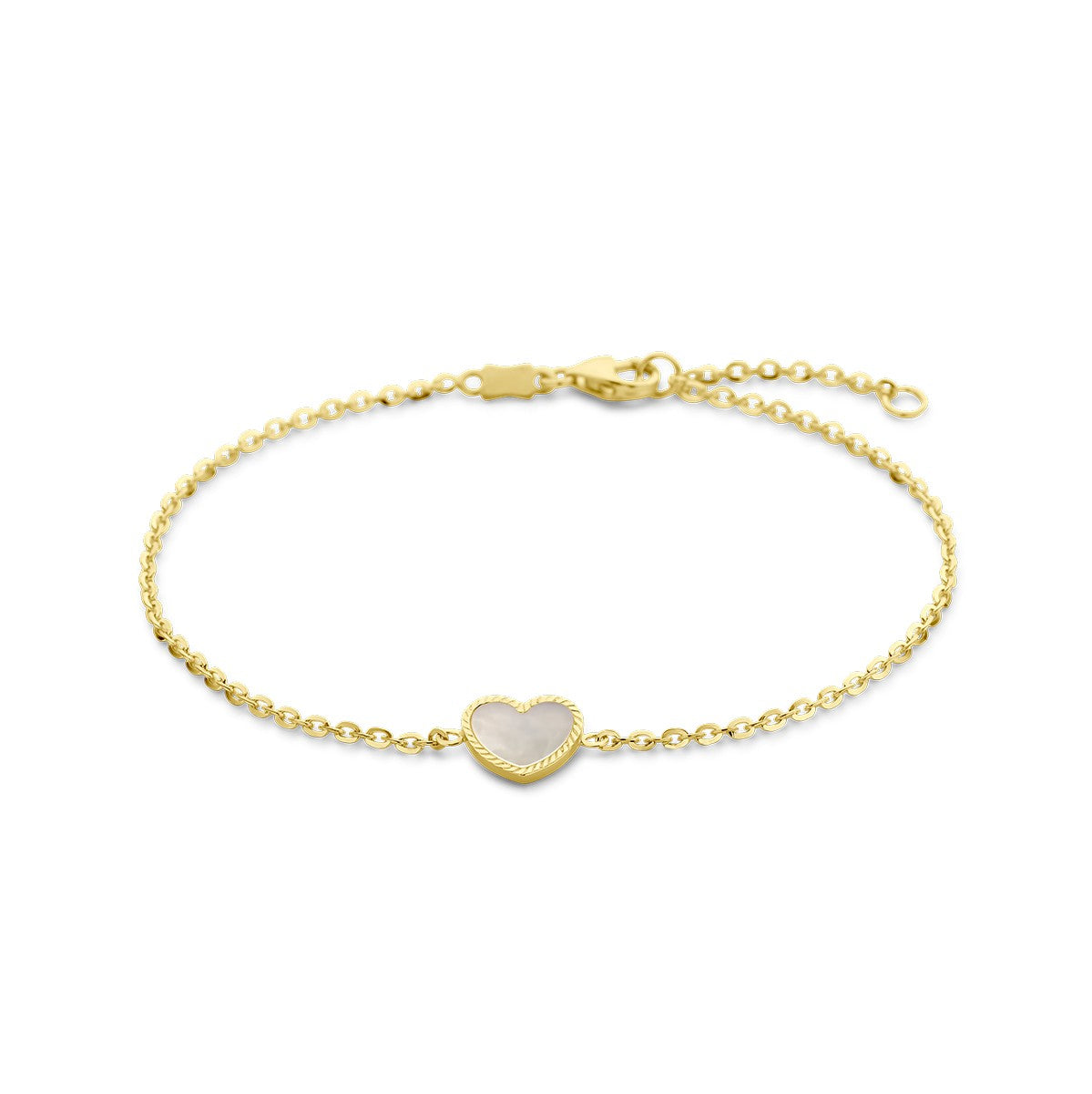 Fantasy Collection Armband hart parelmoer 16 - 18 cm 14K geelgoud
