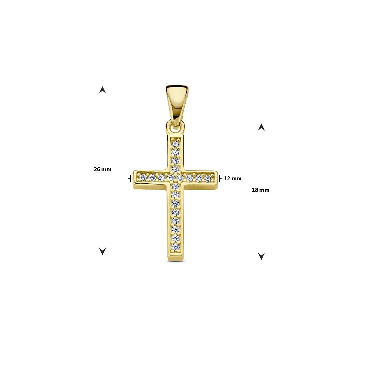 Fantasy Collection Hanger kruis zirkonia 14K geelgoud