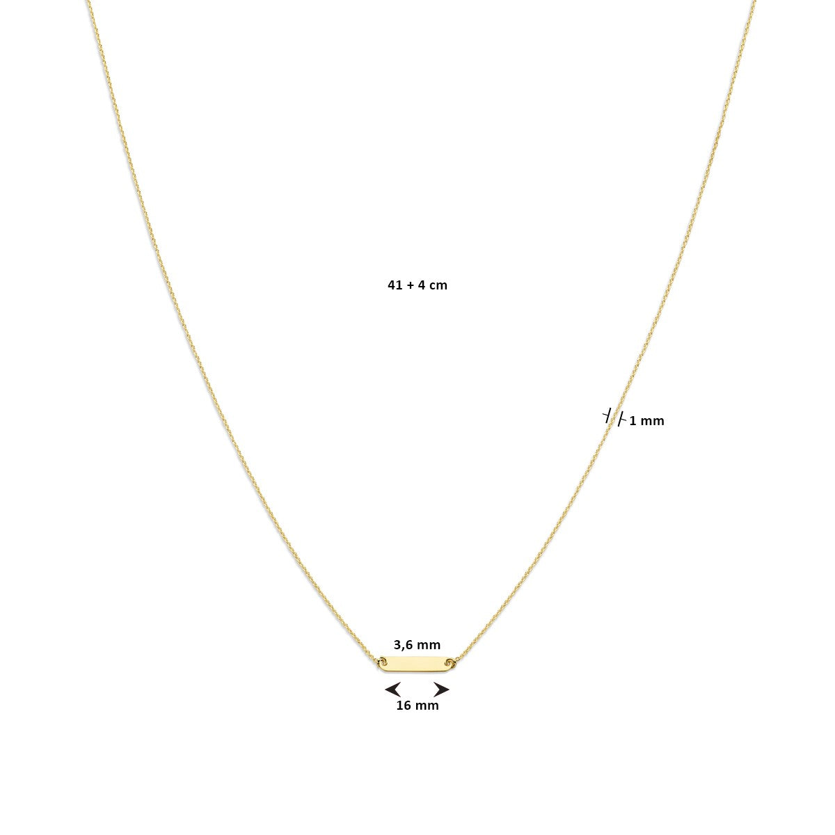 Fantasy Collection Graveercollier plaat 16 mm 41 + 4 cm 14K geelgoud