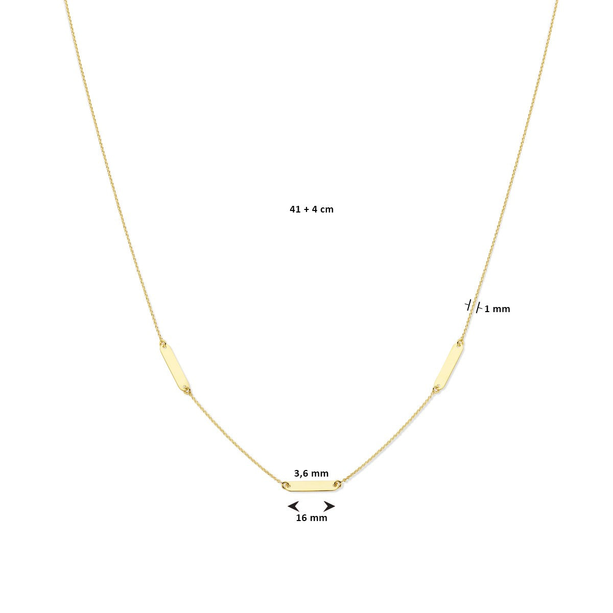 Fantasy Collection Graveercollier plaatjes 16 mm 41 + 4 cm 14K geelgoud
