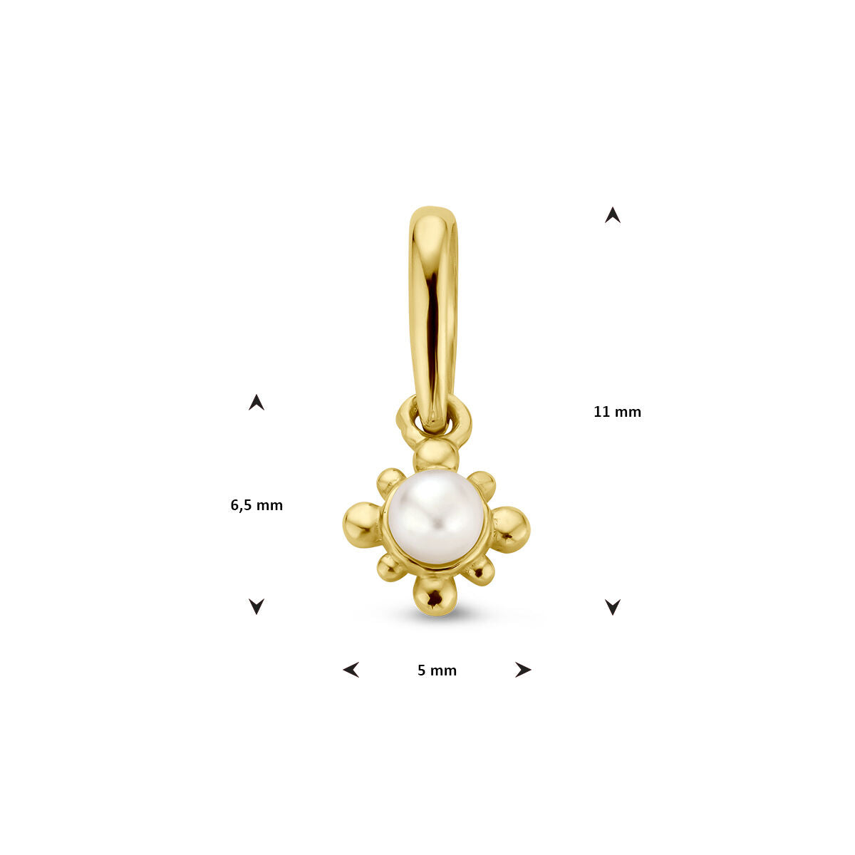Fantasy Collection Hanger bloem parel 11 mm 14K geelgoud