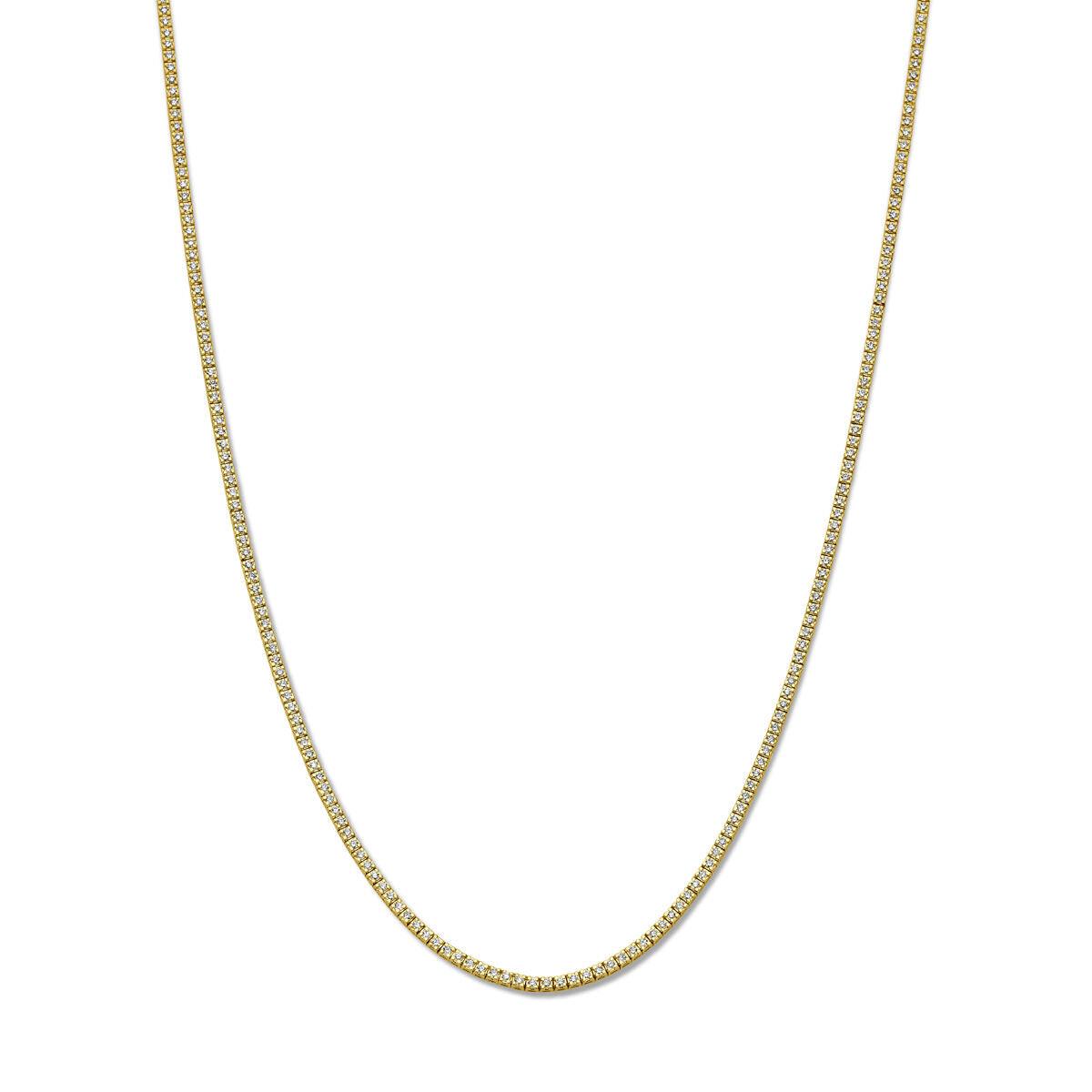 Fantasy Collection Tenniscollier lab grown diamant 3.00ct g si 2,2 mm 42 cm 14K geelgoud