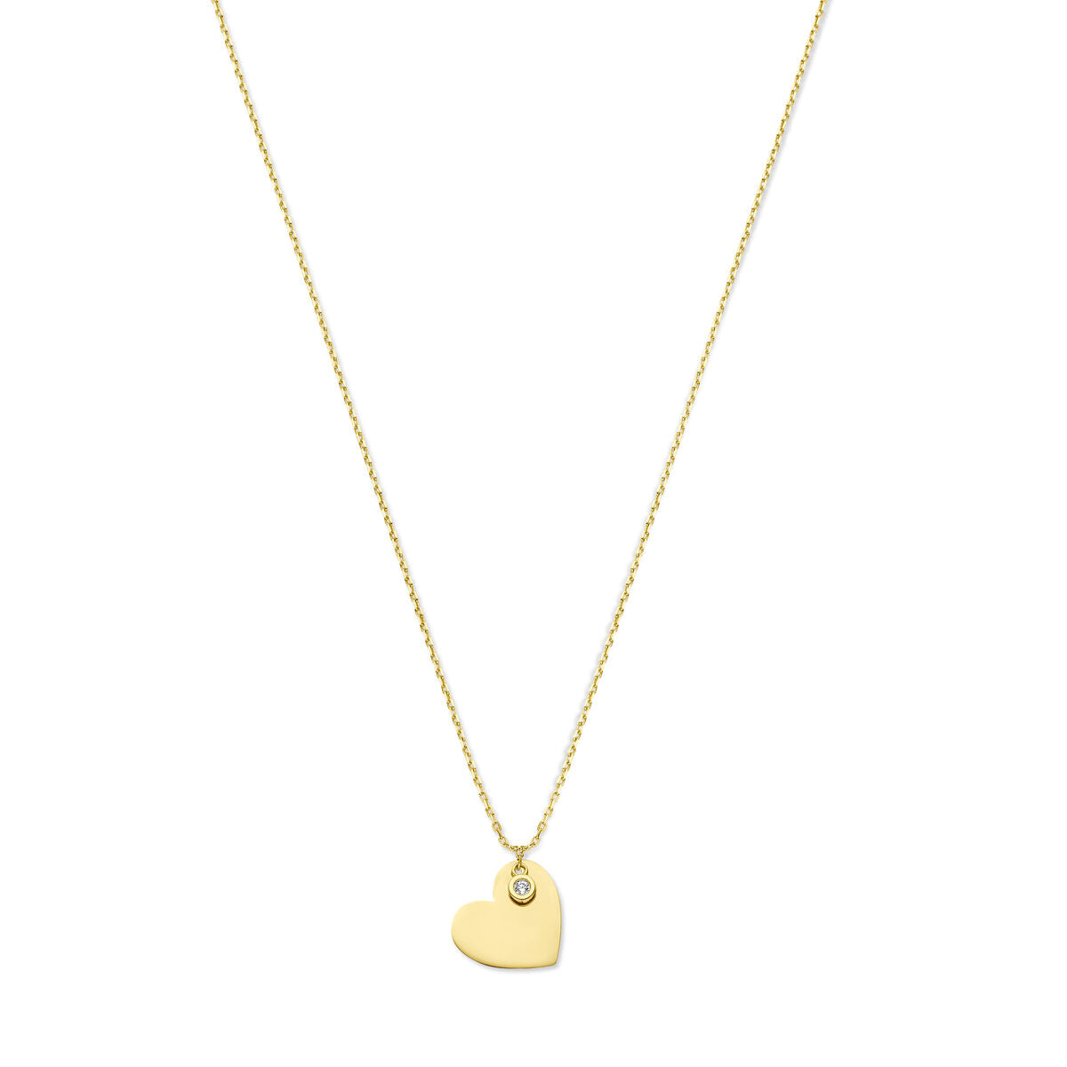 Fantasy Collection Collier hart en zirkonia 1,0 mm 40 - 42 - 44 cm 14K geelgoud