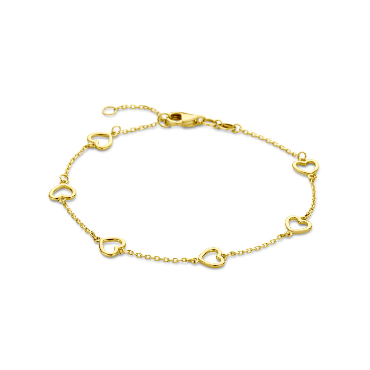 Fantasy Collection Armband hartjes 17 - 19 cm 14K geelgoud