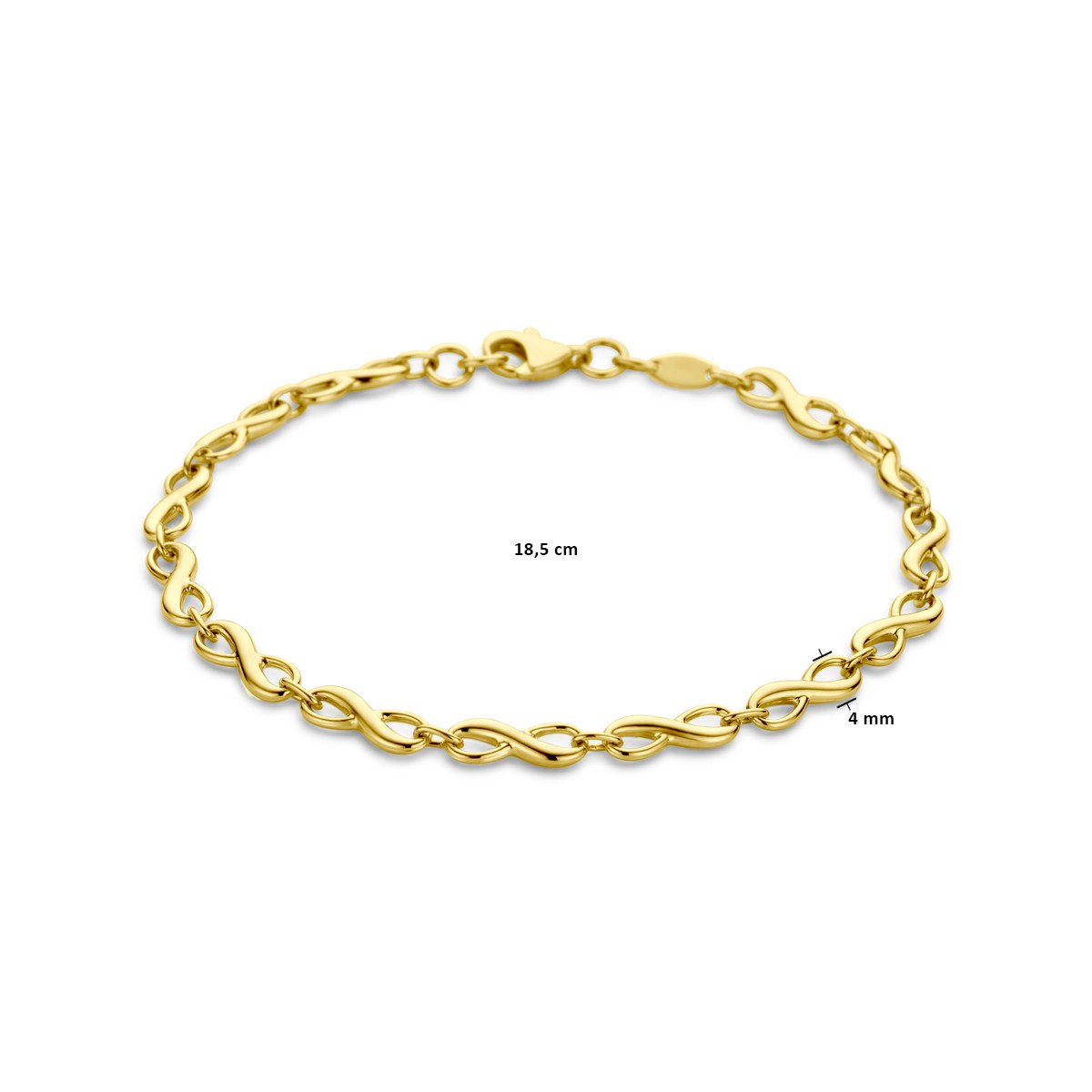Armband infinity 4,0 mm 18,5 cm 14K geelgoud