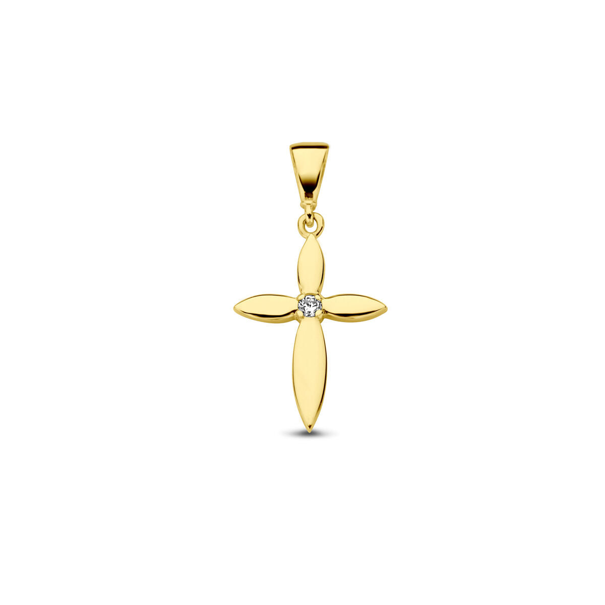Fantasy Collection Hanger kruis zirkonia 14K geelgoud
