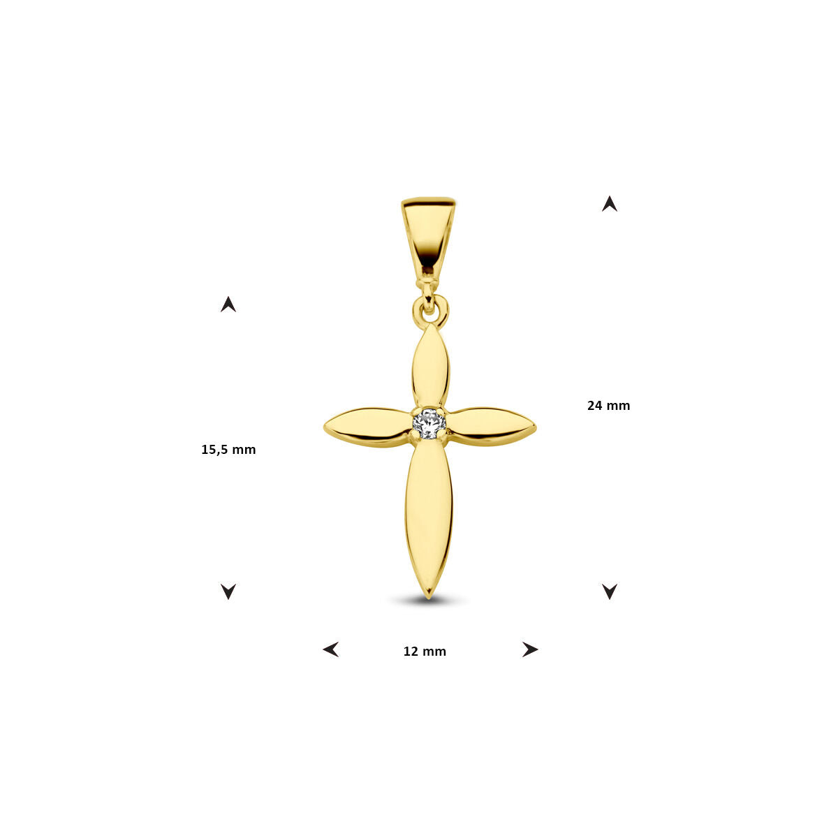 Fantasy Collection Hanger kruis zirkonia 14K geelgoud