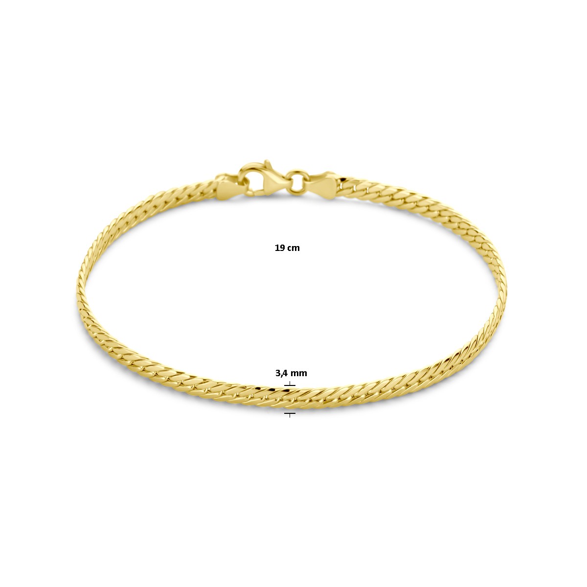 Armband gourmette 3,4 mm 19 cm 14K geelgoud