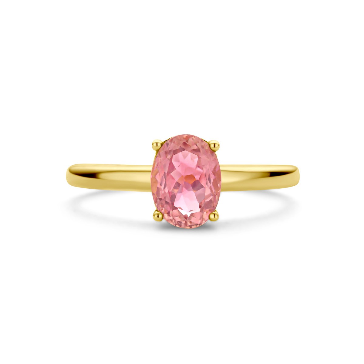 Ring roze toermalijn 14K geelgoud