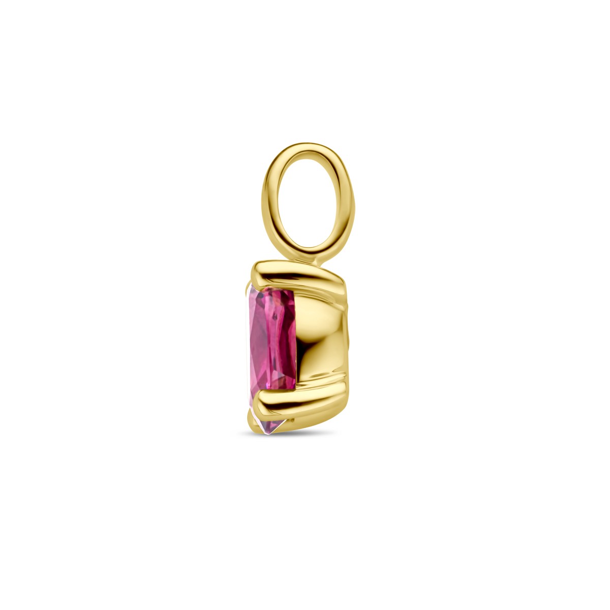 Hanger roze rhodoliet 12 mm 14K geelgoud