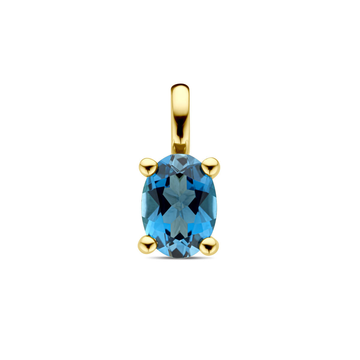 Fantasy Collection Hanger london blue topaas 12 mm 14K geelgoud