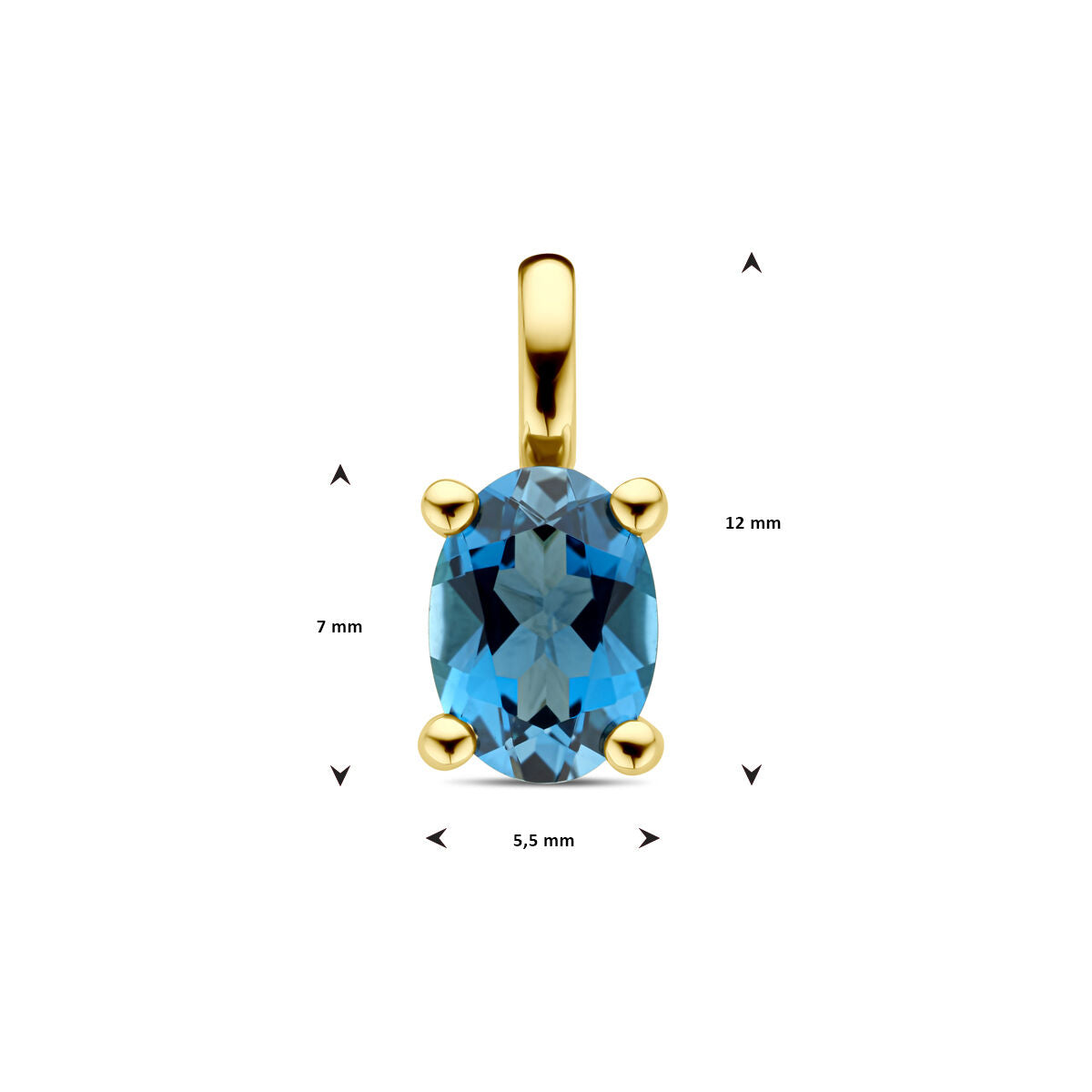 Fantasy Collection Hanger london blue topaas 12 mm 14K geelgoud