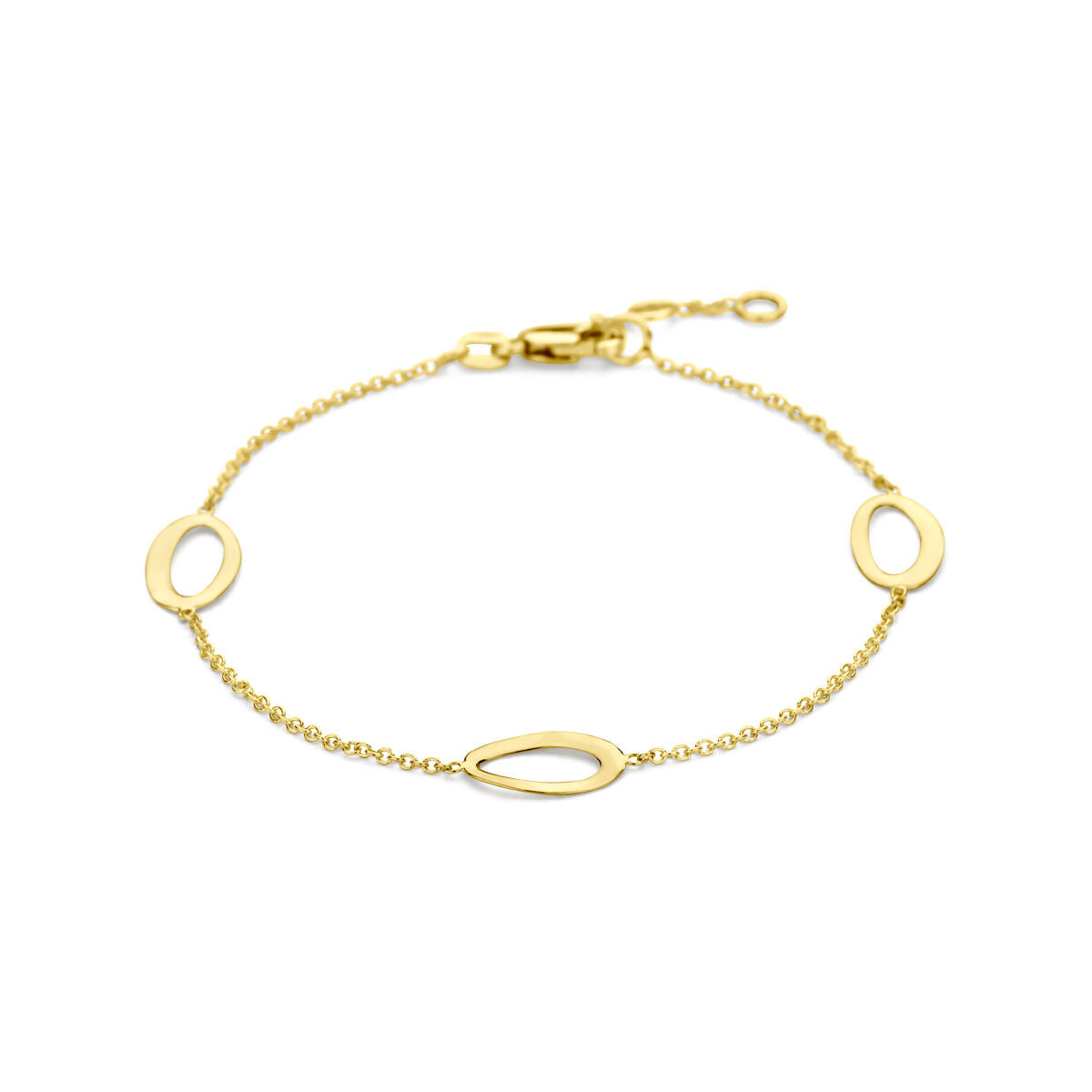 Fantasy Collection Armband ovaaltjes 16,5 - 17,5 - 18,5 cm 14K geelgoud