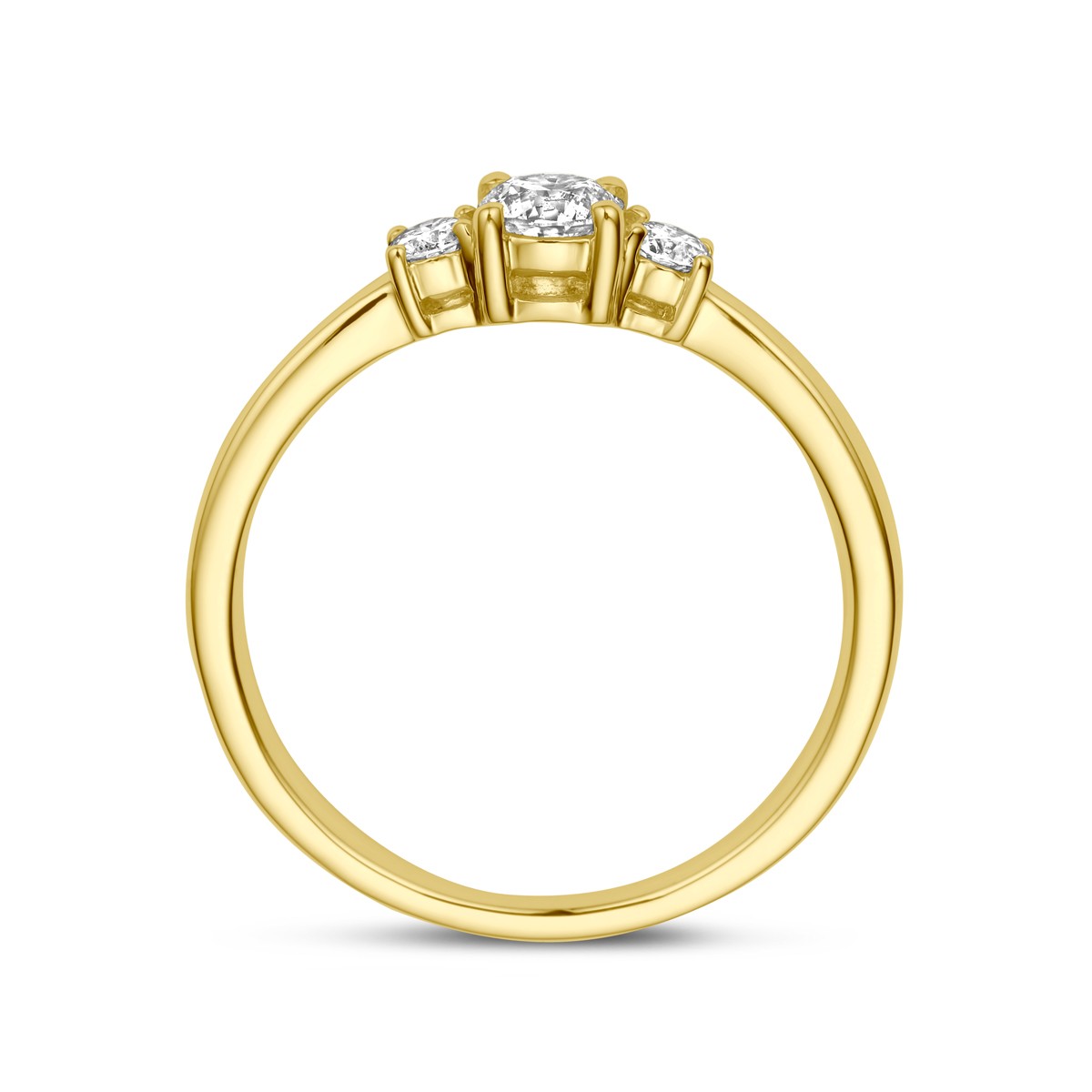 Ring trilogie diamant 0.46ct h si 14K geelgoud