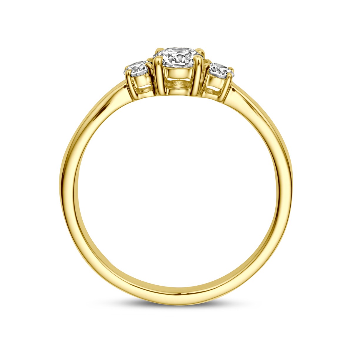 Ring trilogie lab grown diamant 0.46ct h si 14K geelgoud