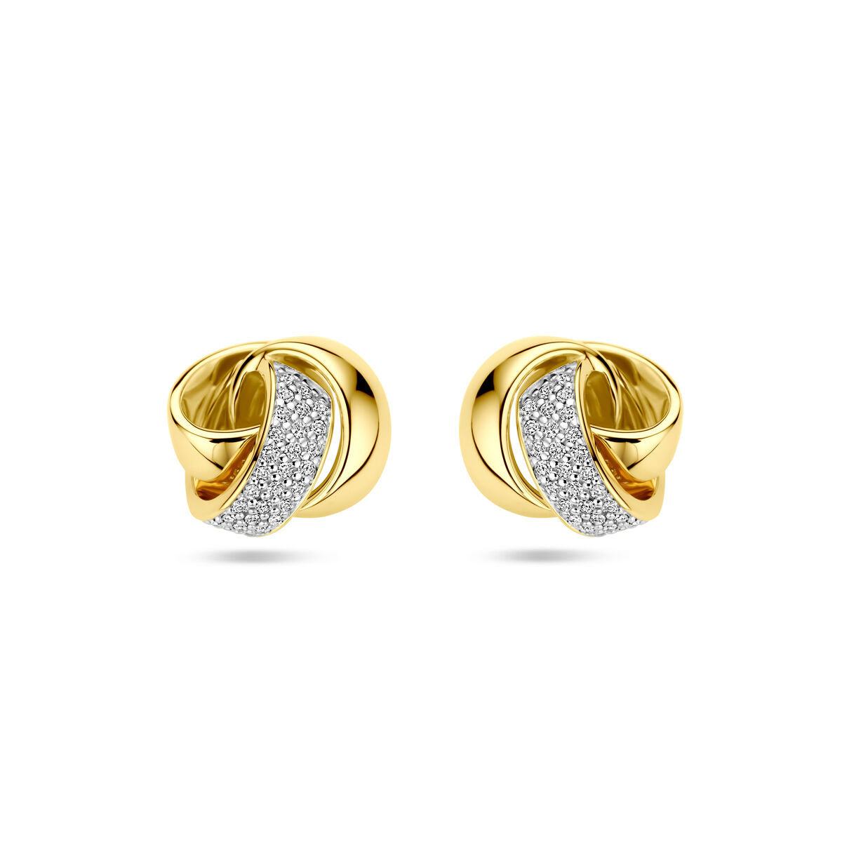 Fantasy Collection Oorbellen knoop diamant 0.19ct (2x 0.095ct) h si 14K geelgoud