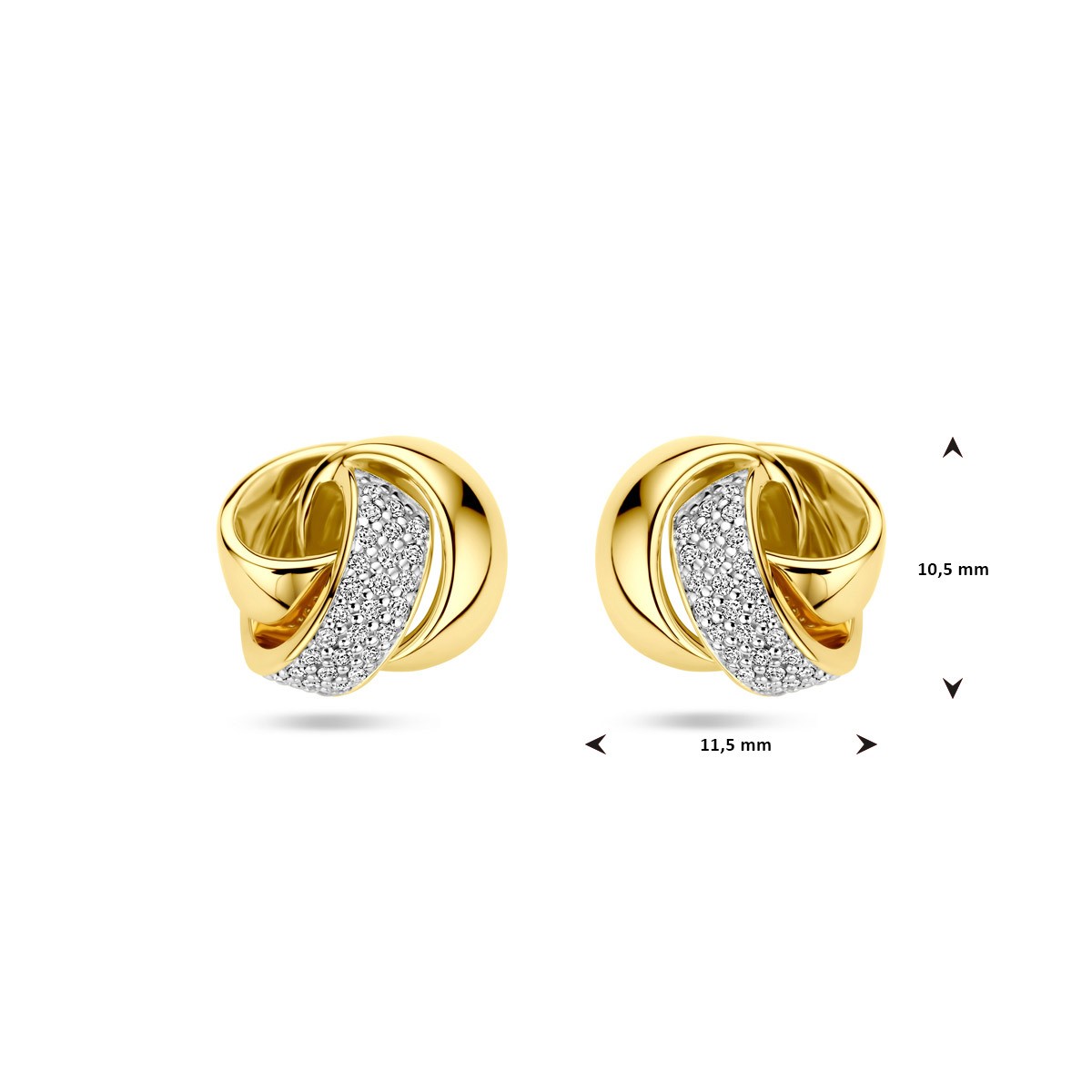 Oorbellen knoop diamant 0.19ct (2x 0.095ct) h si 14K geelgoud