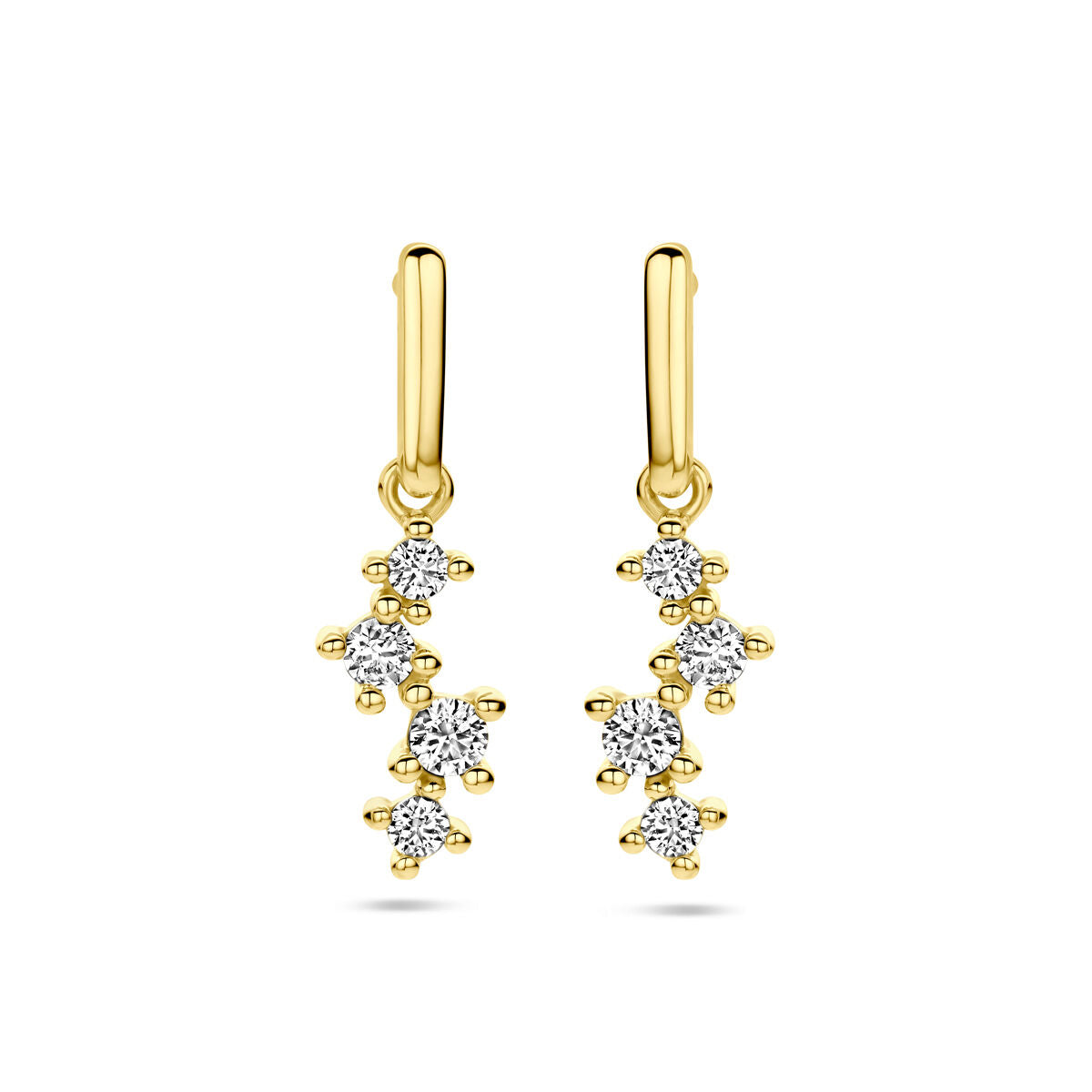 Fantasy Collection Hangende oorbellen zirkonia 14K geelgoud