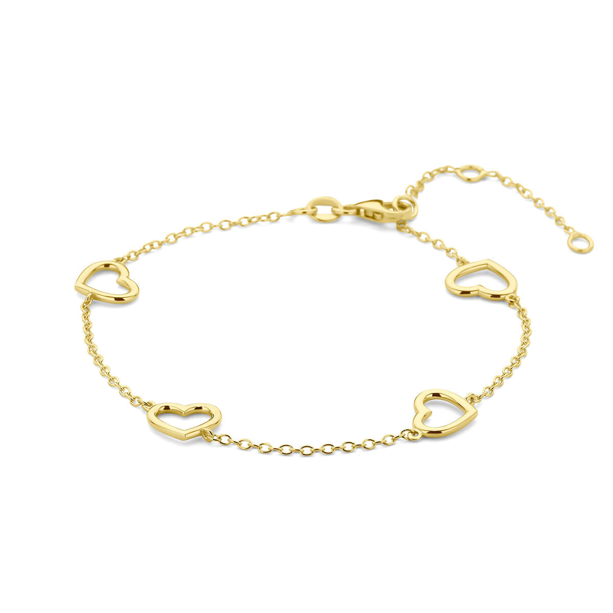 Fantasy Collection Armband hartjes 16 - 17,5 - 19 cm 14K geelgoud
