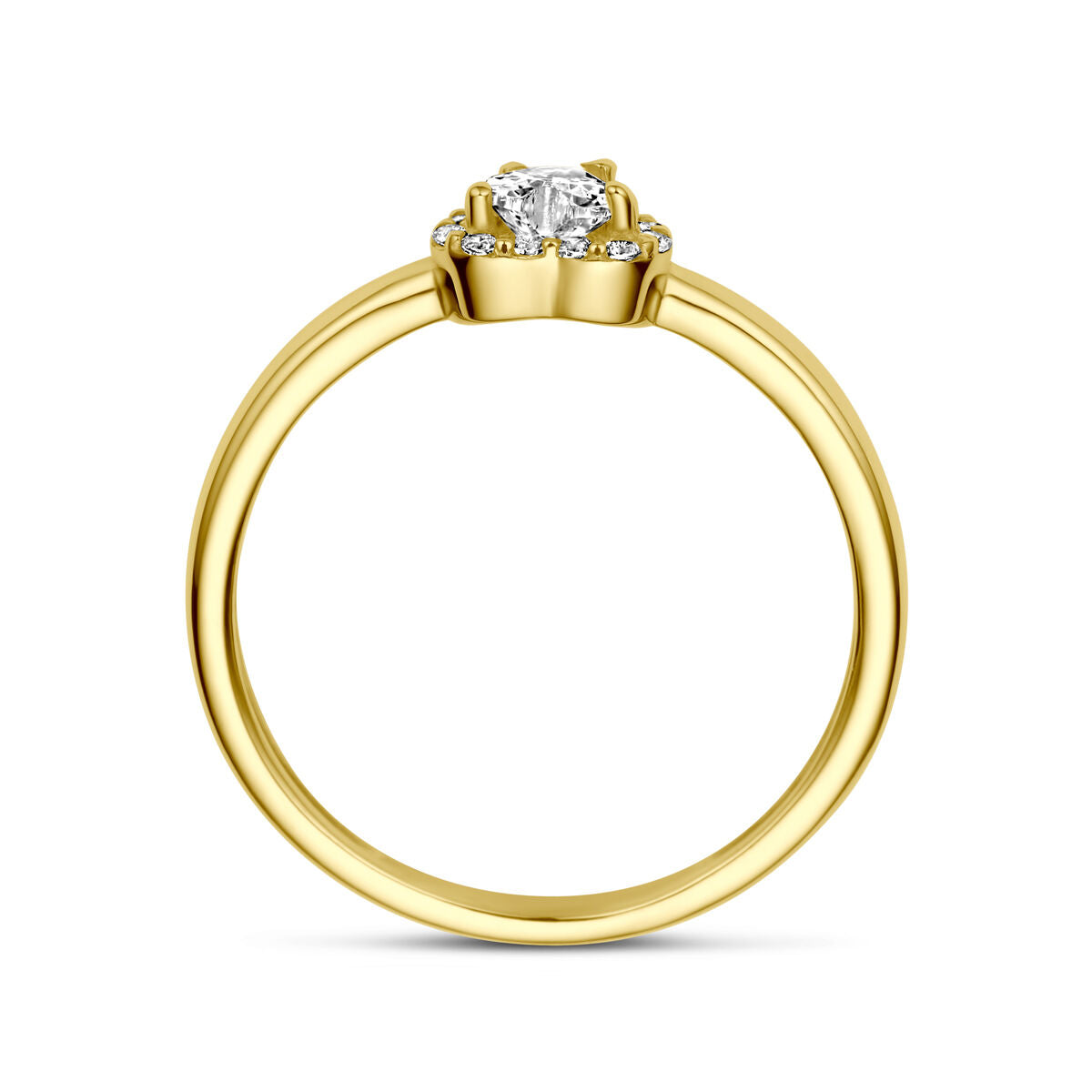 Fantasy Collection Ring hart zirkonia halo 14K geelgoud