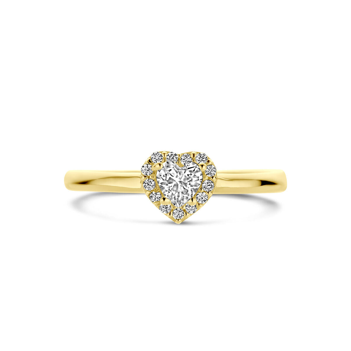 Fantasy Collection Ring hart zirkonia halo 14K geelgoud