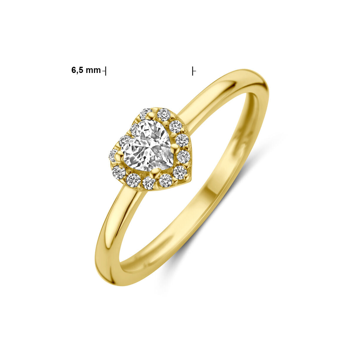 Fantasy Collection Ring hart zirkonia halo 14K geelgoud