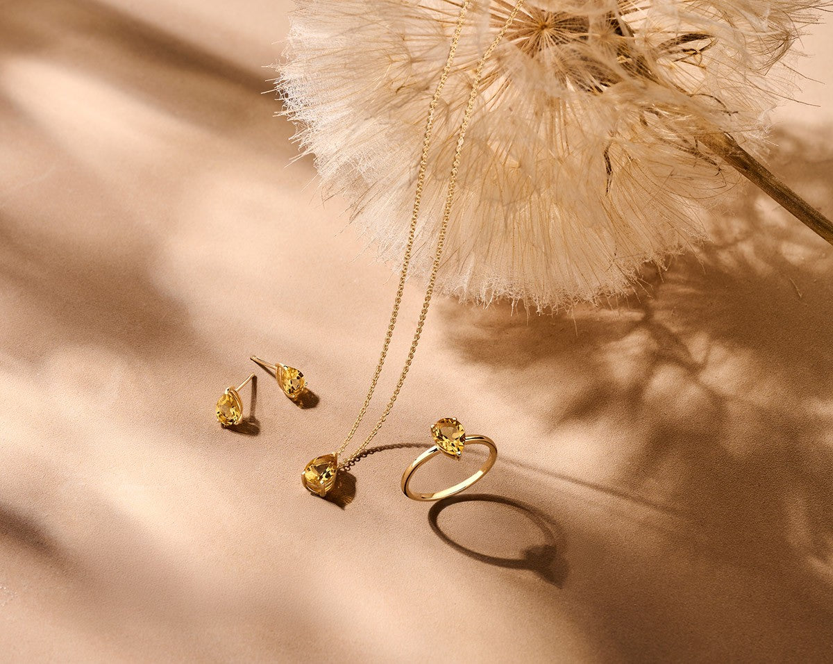 Collier citrien 42 – 44 cm 14K geelgoud
