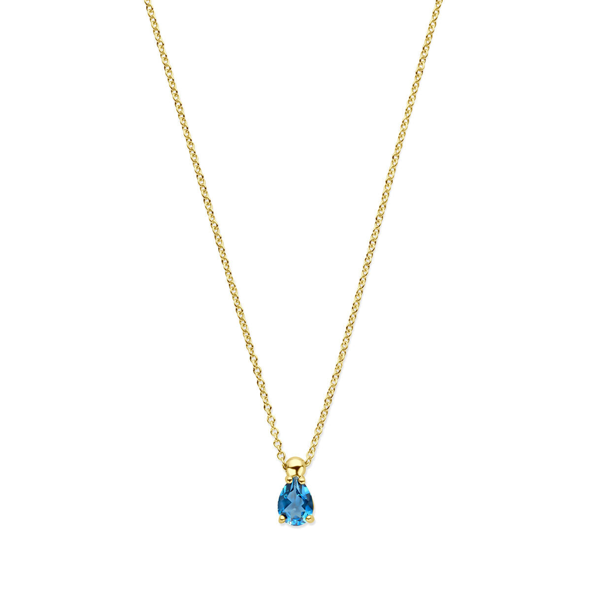 Fantasy Collection Collier met london blue kwarts 41 - 43 - 45 cm 14K geelgoud