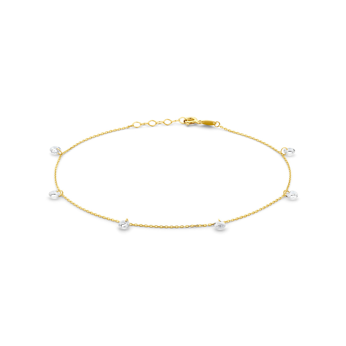 Enkelbandje zirkonia 24 + 2 cm 14K geelgoud