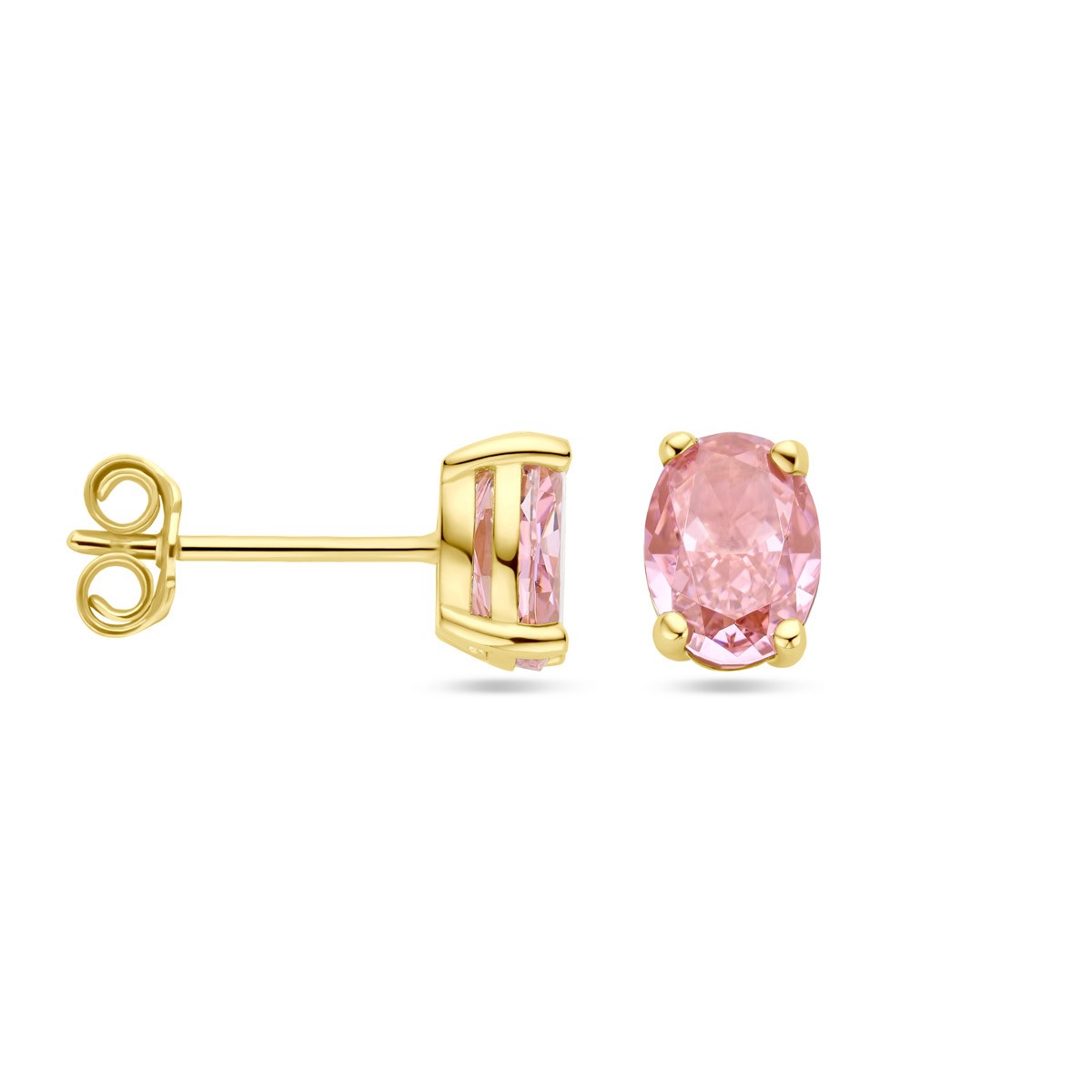 Oorbellen padparadscha zirkonia 14K geelgoud