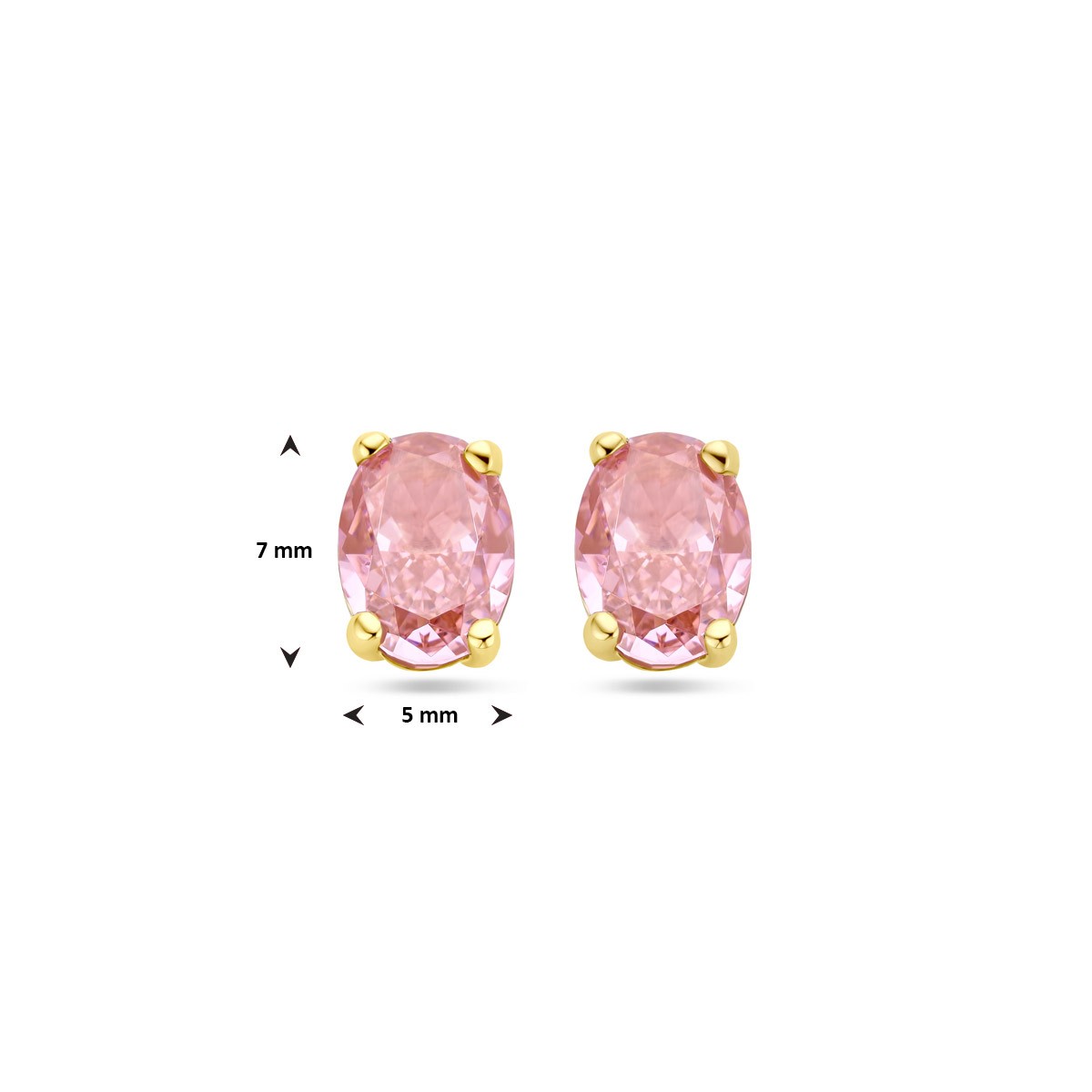 Oorbellen padparadscha zirkonia 14K geelgoud