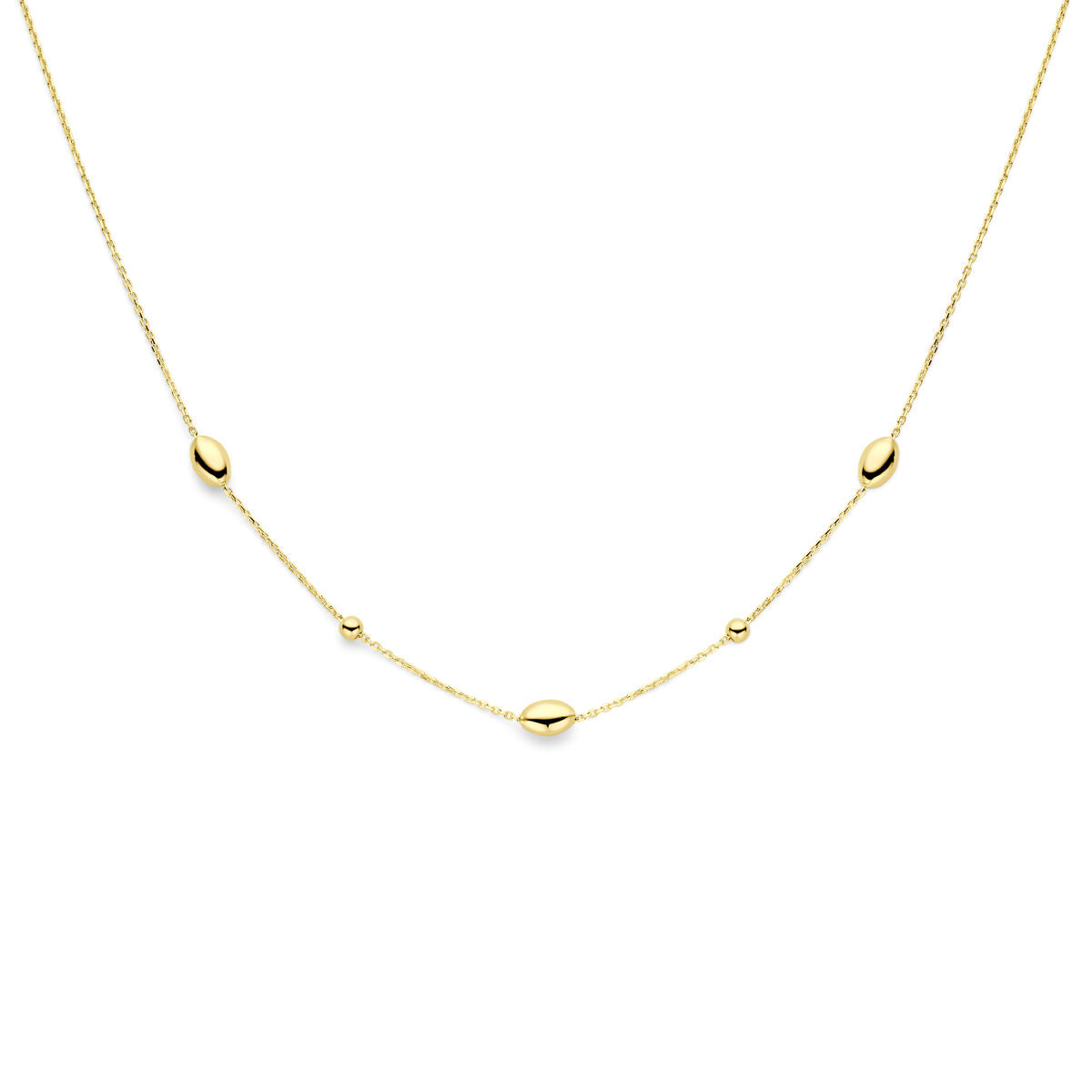 Fantasy Collection Collier ovaaltjes en bolletjes 41 - 43 - 45 cm 14K geelgoud