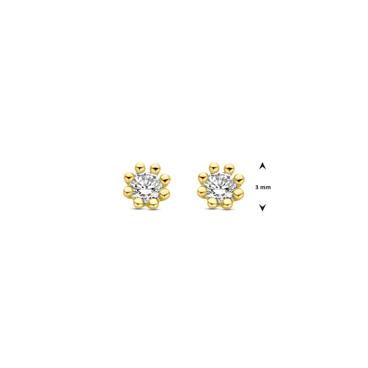 Fantasy Collection Oorbellen zirkonia 3,5 mm 14K geelgoud