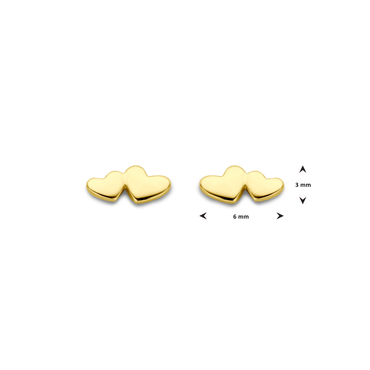 Fantasy Collection Oorbellen hartjes 3 mm 14K geelgoud
