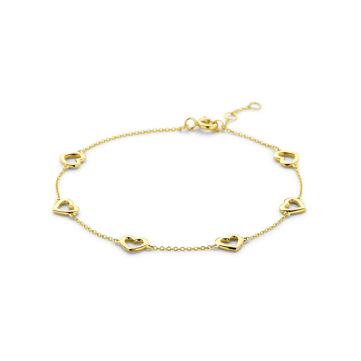 Fantasy Collection Armband hartjes 16,5 - 17,5 - 18,5 cm 14K geelgoud