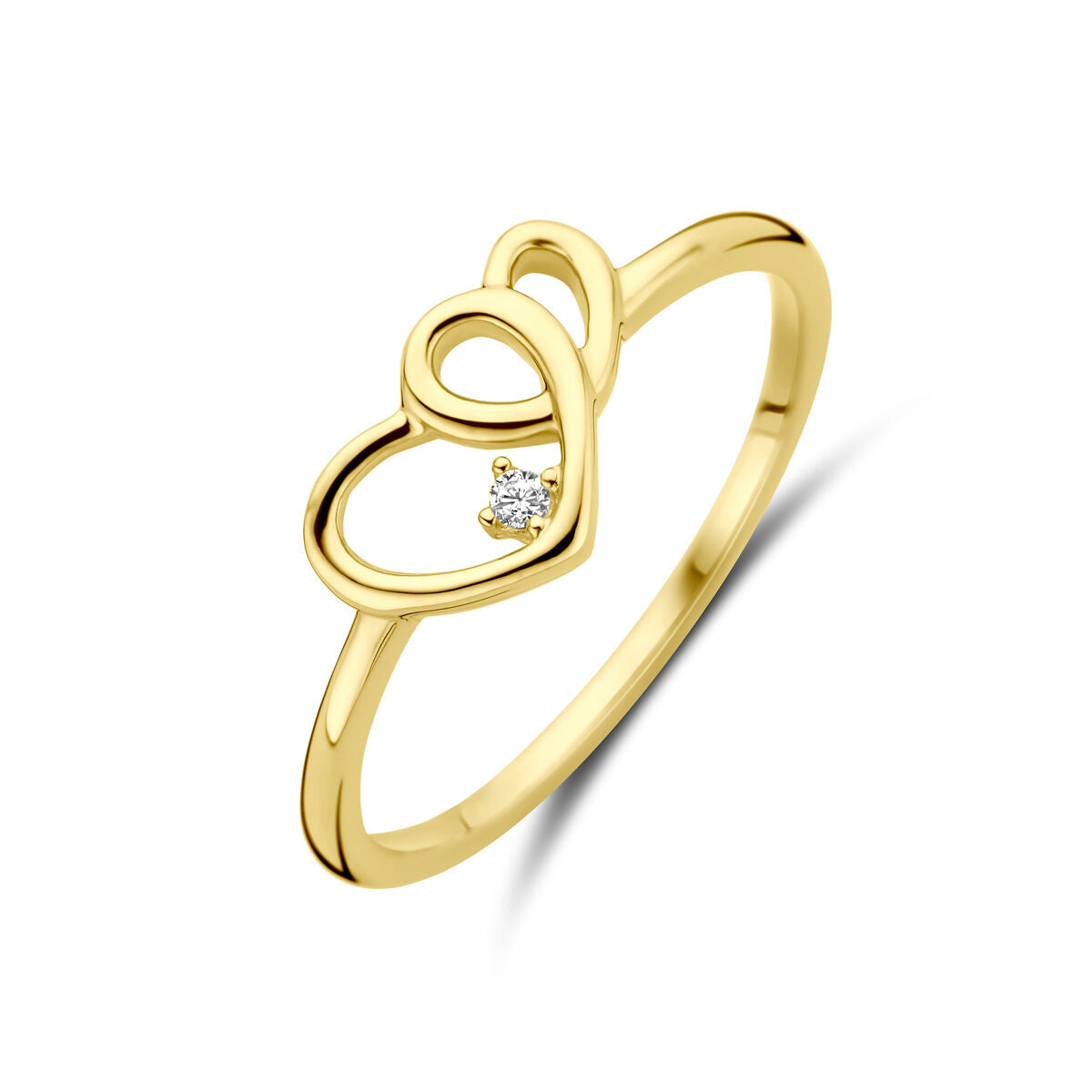 Fantasy Collection Ring hartjes en zirkonia 14K geelgoud