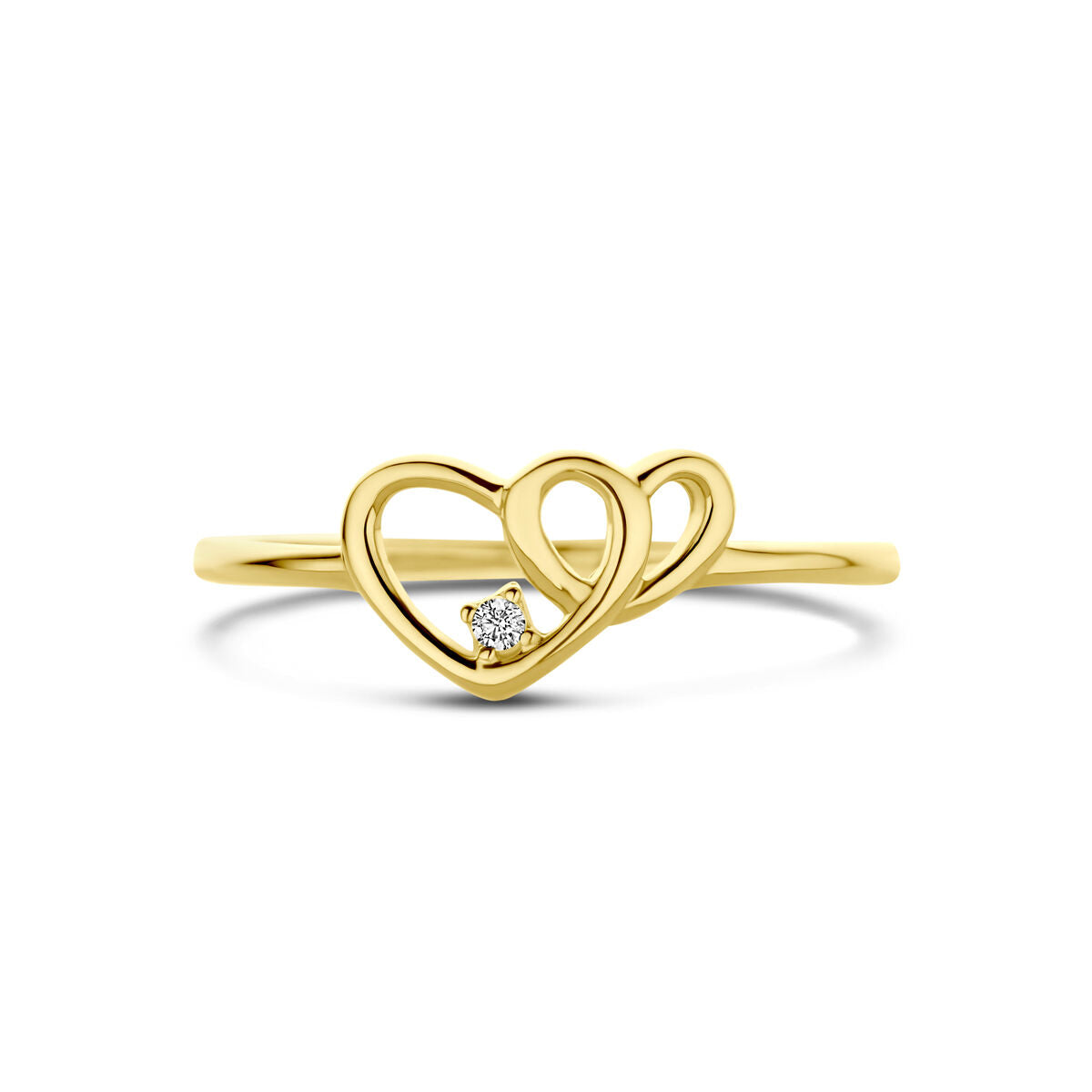 Fantasy Collection Ring hartjes en zirkonia 14K geelgoud