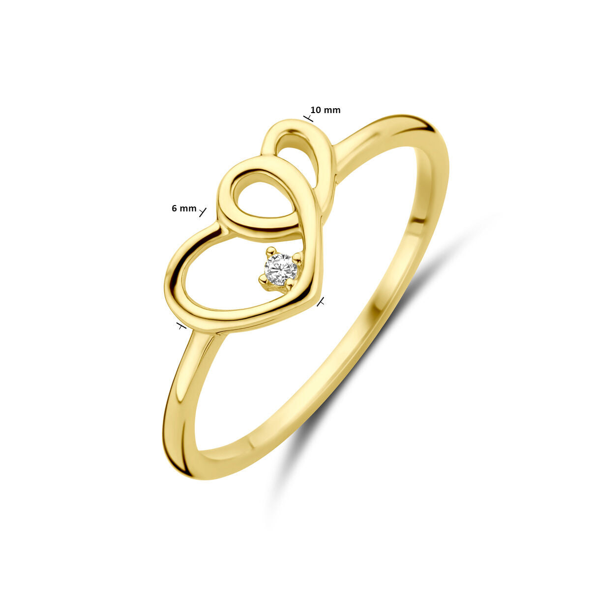 Fantasy Collection Ring hartjes en zirkonia 14K geelgoud