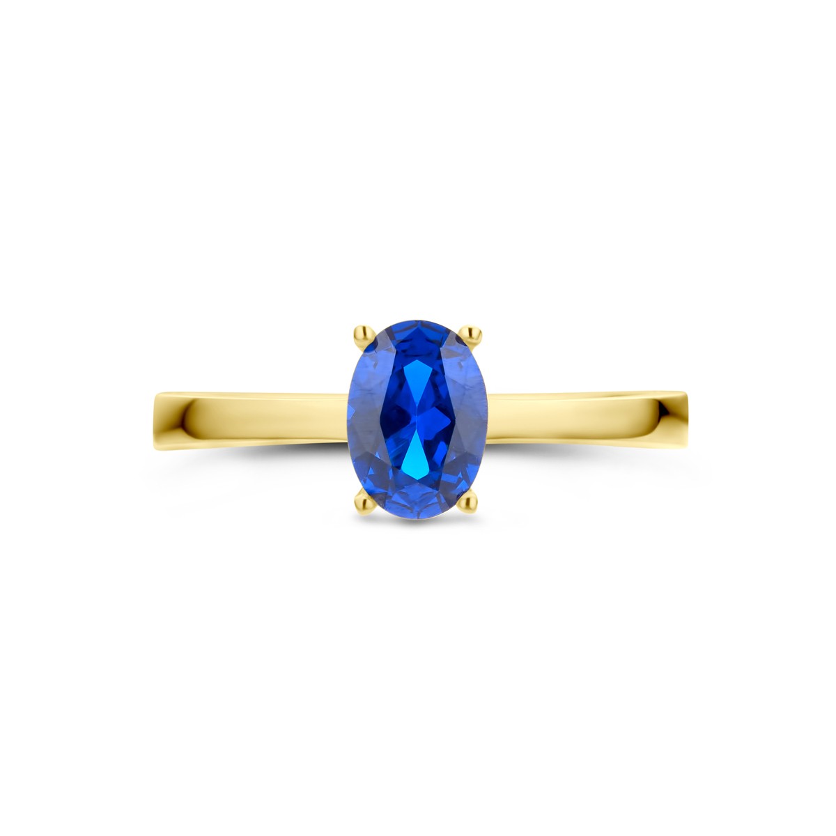 Ring donkerblauw zirkonia 14K geelgoud